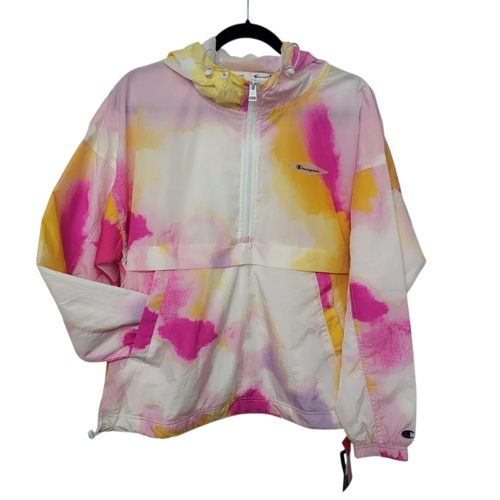 Champion Women's Tie Dye Anorak Jacket Pink Yellow NWT - Picture 4 of 15